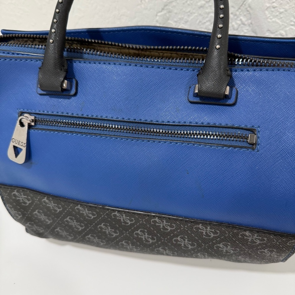 GUESS Hailey Small Satchel in the Indigo Multi Colorway Rocker Glam Modern Edgy - Picture 9 of 9